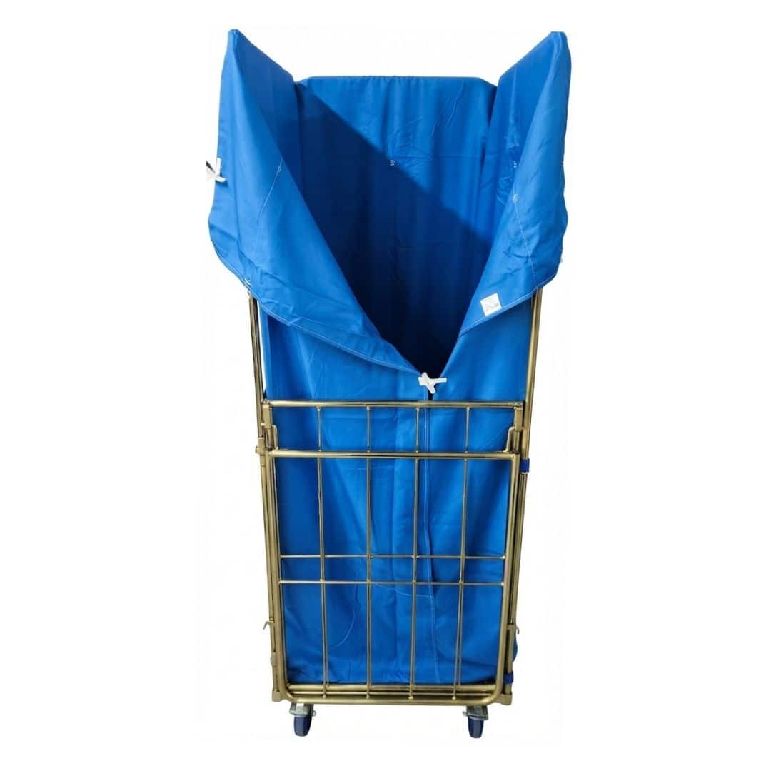 Tvättvagn med överdrag i blå färg (Royal) med måtten 685x810x1850 mm från RTP Radom.