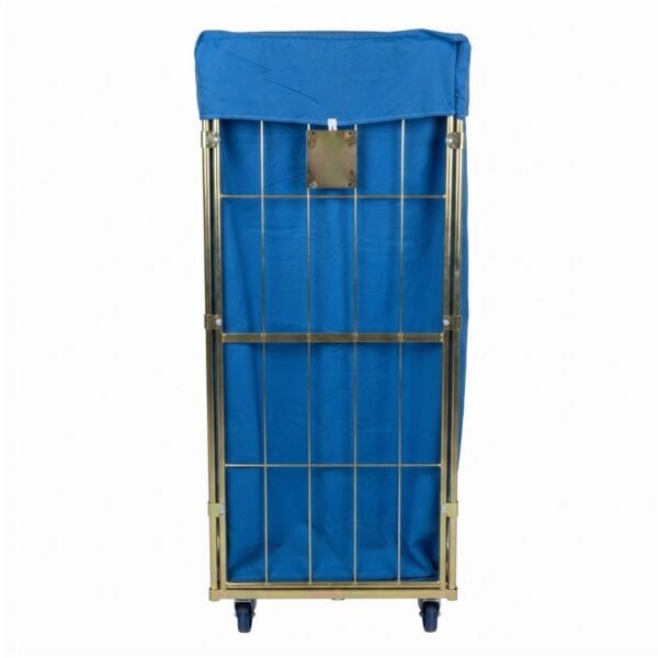 Bakifrån på tvättvagn med överdrag 685x810x1850 mm i royalblå färg från RTP Radom.